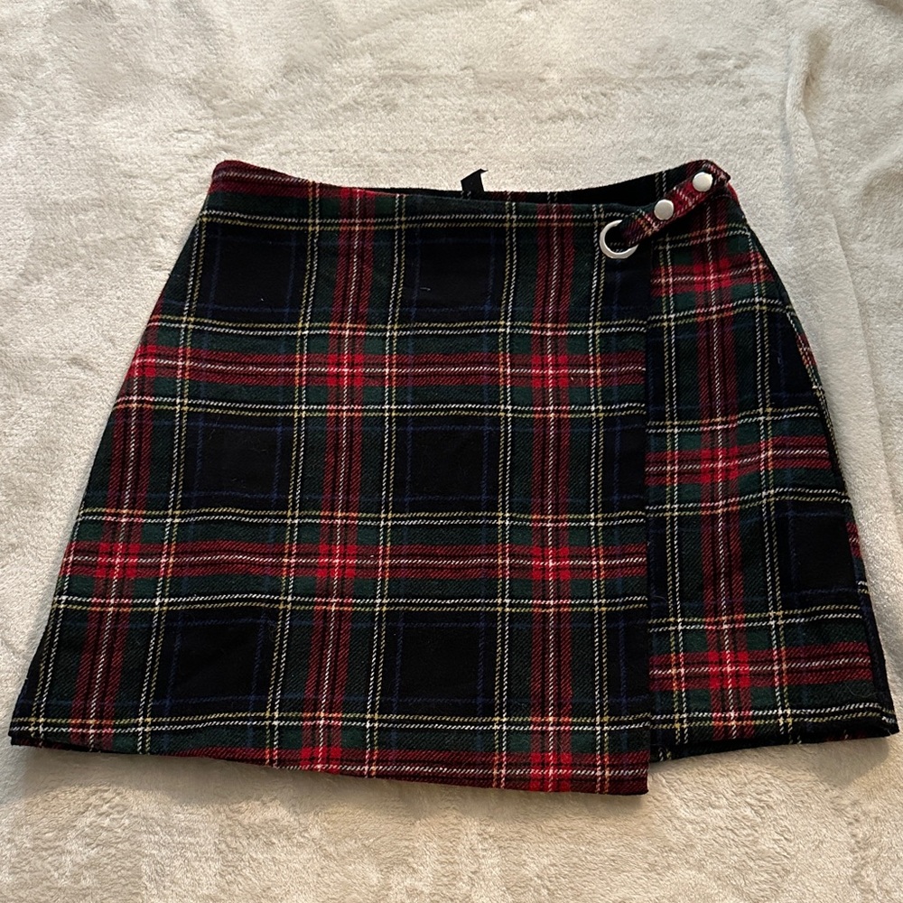 Plaid Mini Skirt with Buckle Detail from Francesca’s